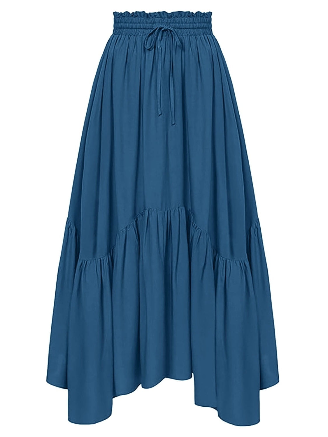 Smocked Waist Band Ruched Layered Skirt.