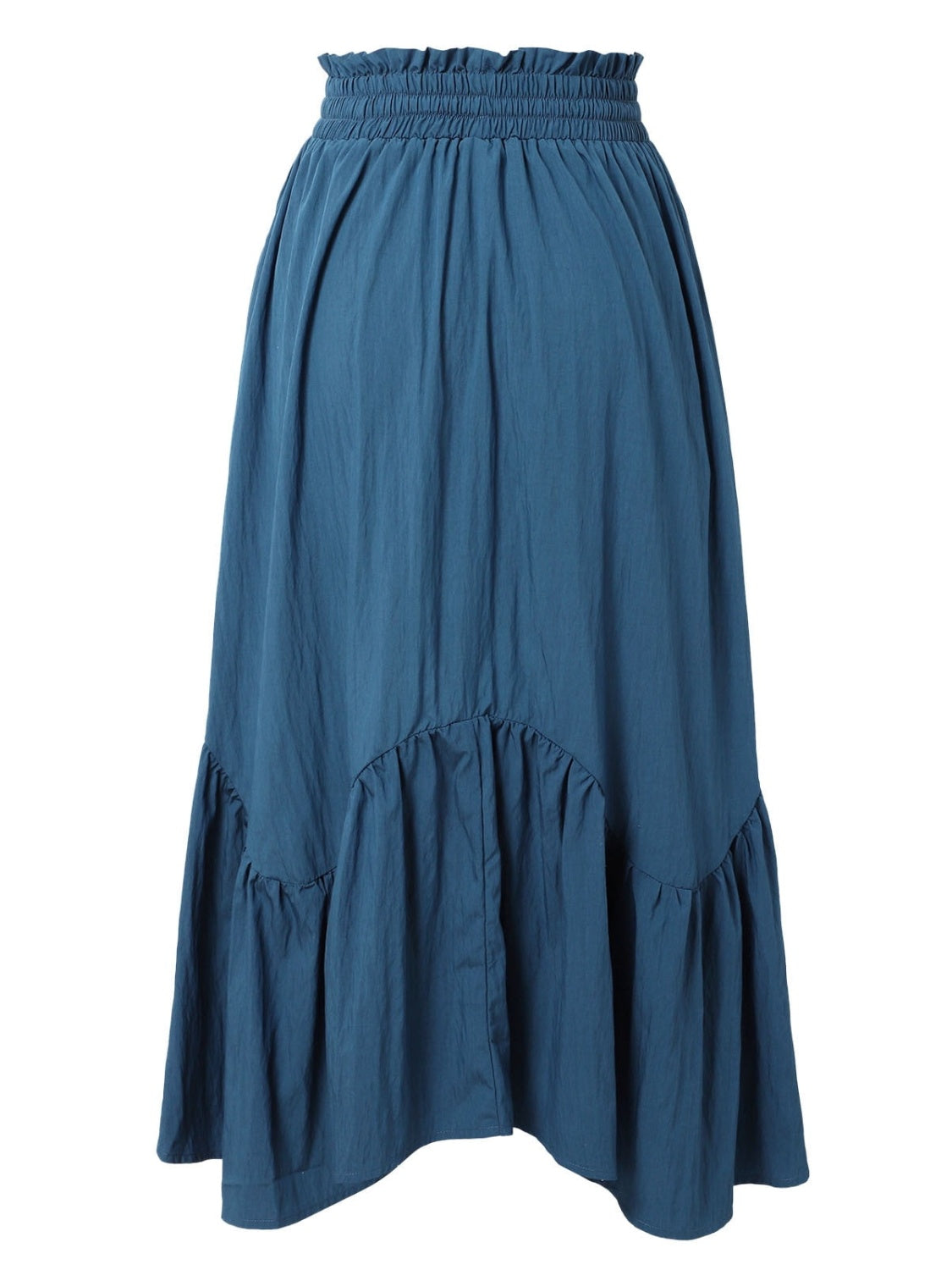Smocked Waist Band Ruched Layered Skirt.