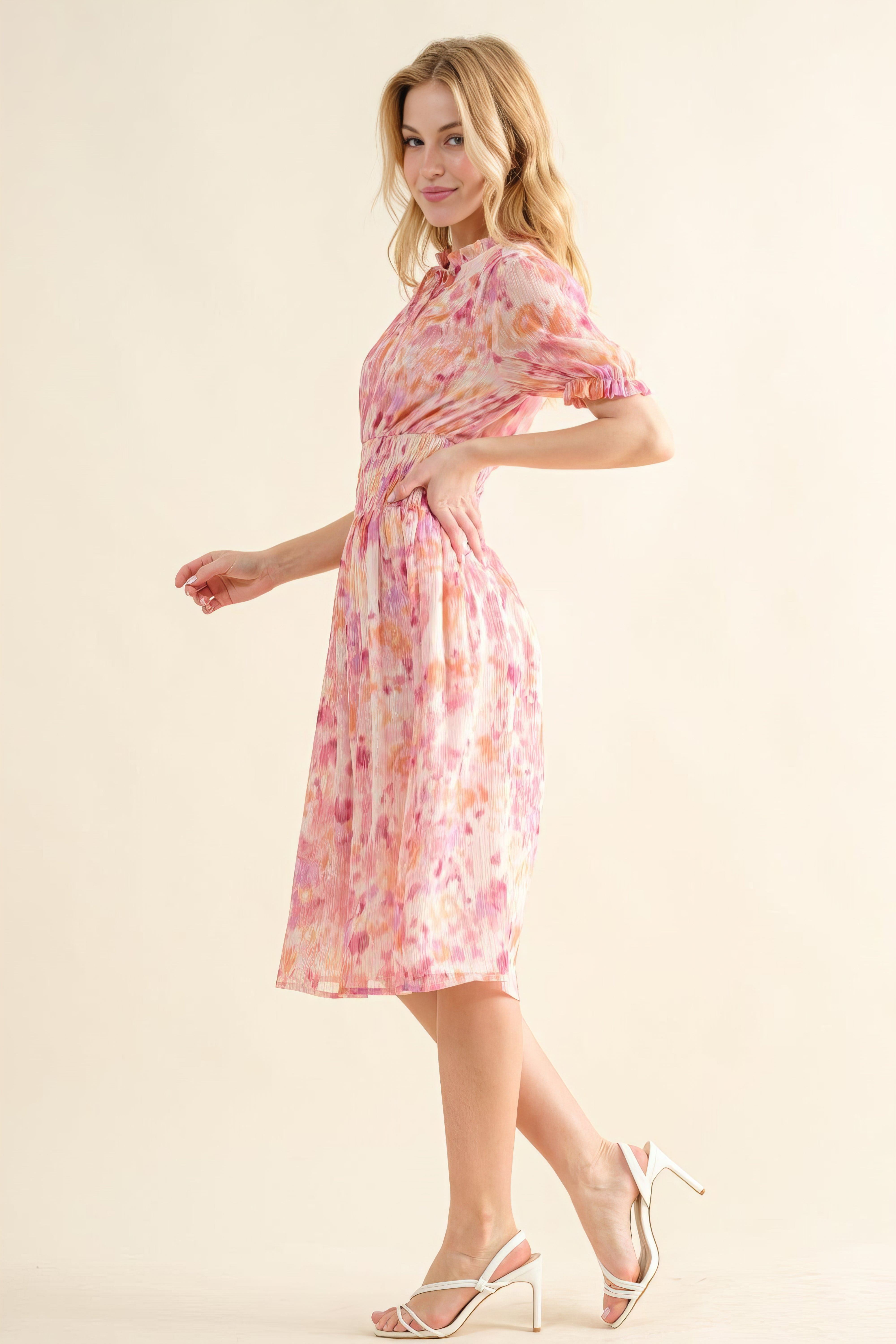 And The Why Smocked Waist Printed Midi Dress.