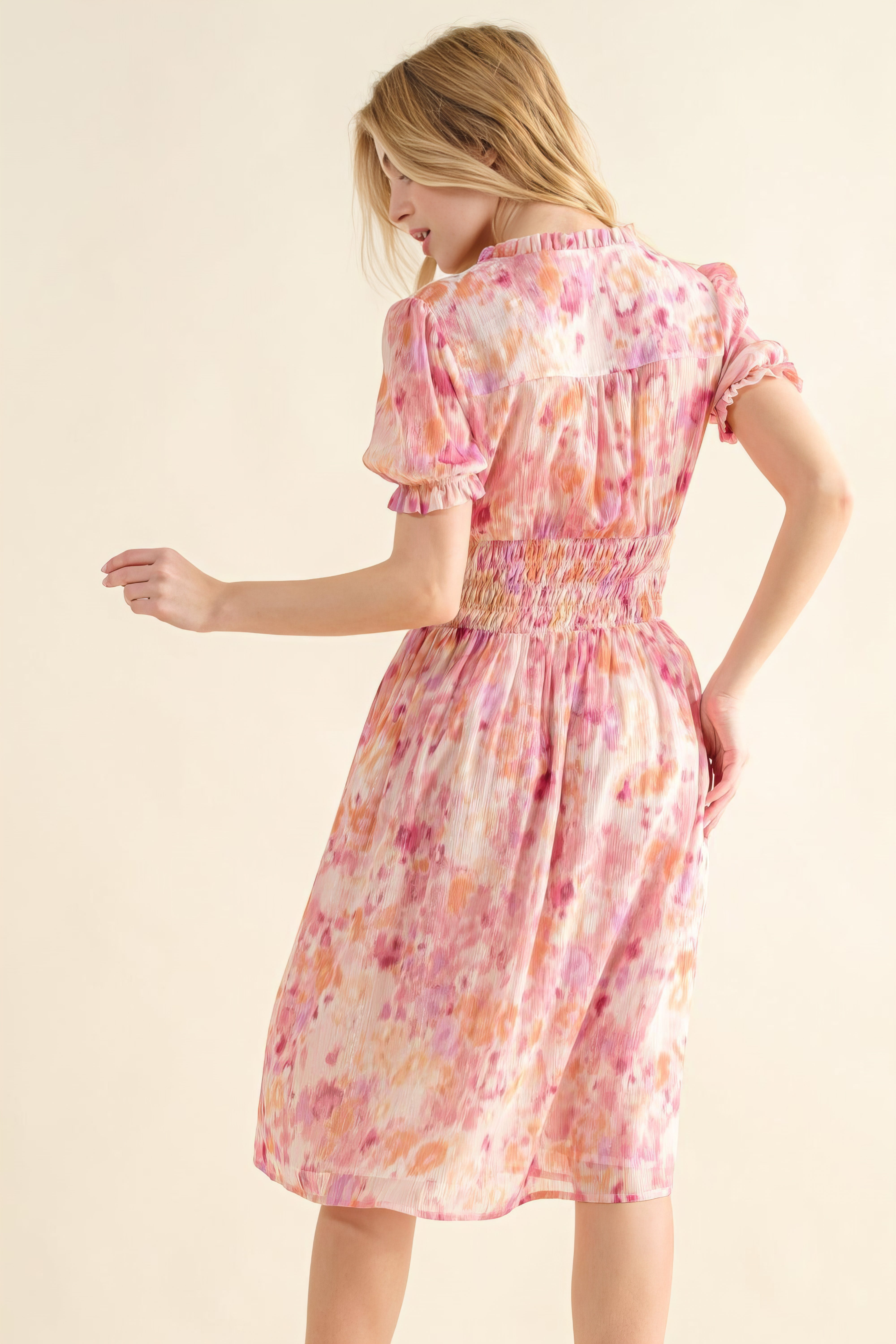 And The Why Smocked Waist Printed Midi Dress.