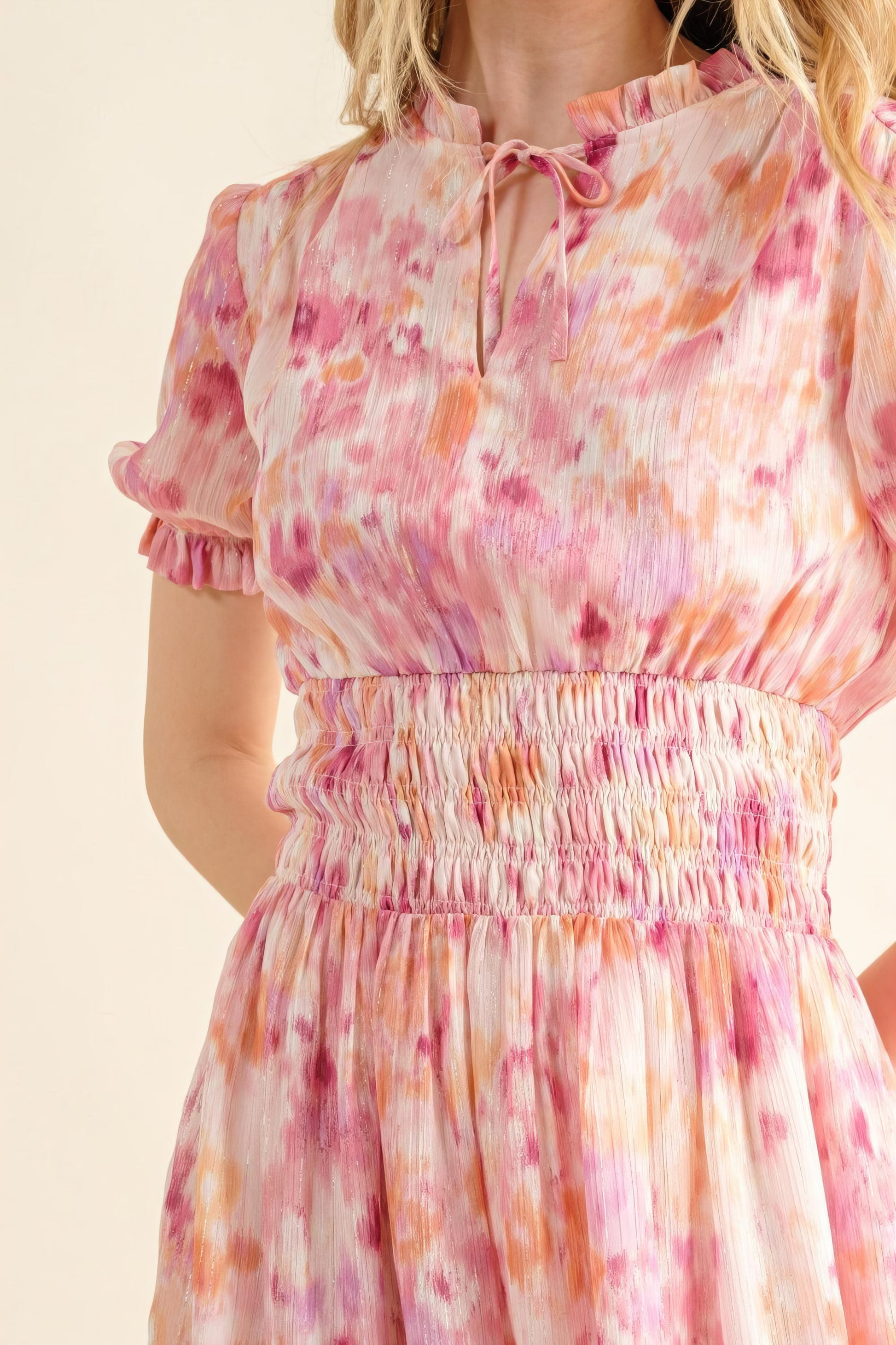 And The Why Smocked Waist Printed Midi Dress.