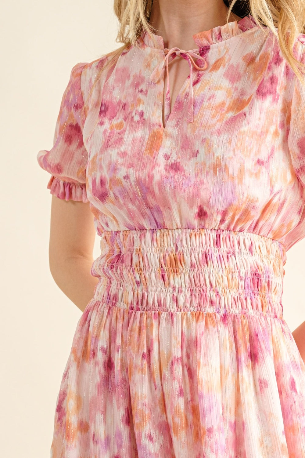 And The Why Smocked Waist Printed Midi Dress.