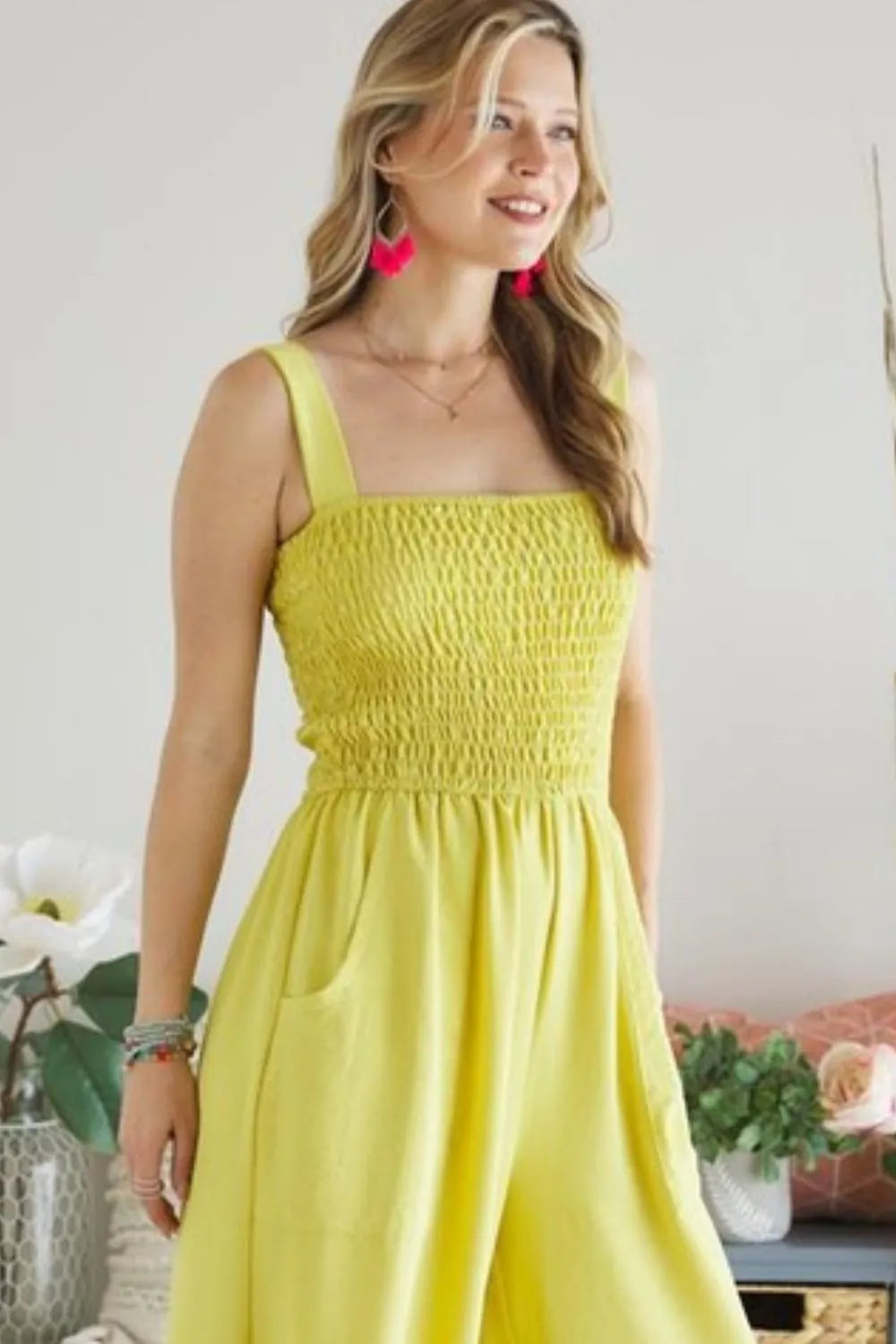 Smocking Top Wide Leg Jumpsuit