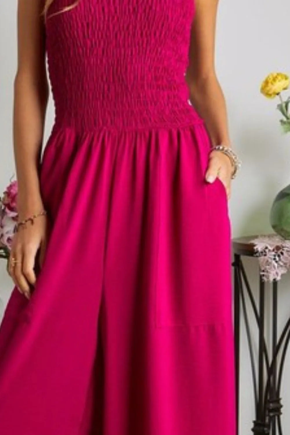 Smocking Top Wide Leg Jumpsuit