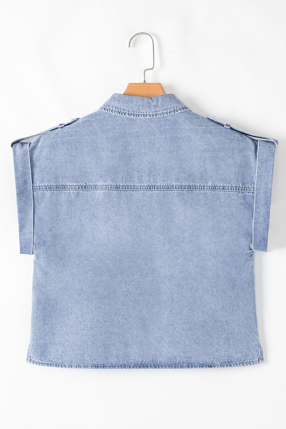 Snap Down Cap Sleeve Denim Top.