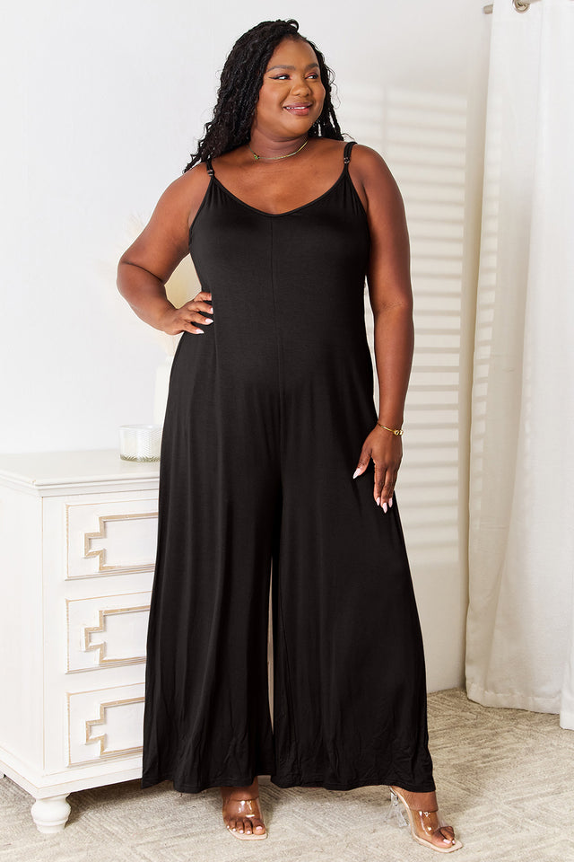 Printed V-Neck Sleeveless Jumpsuit.
