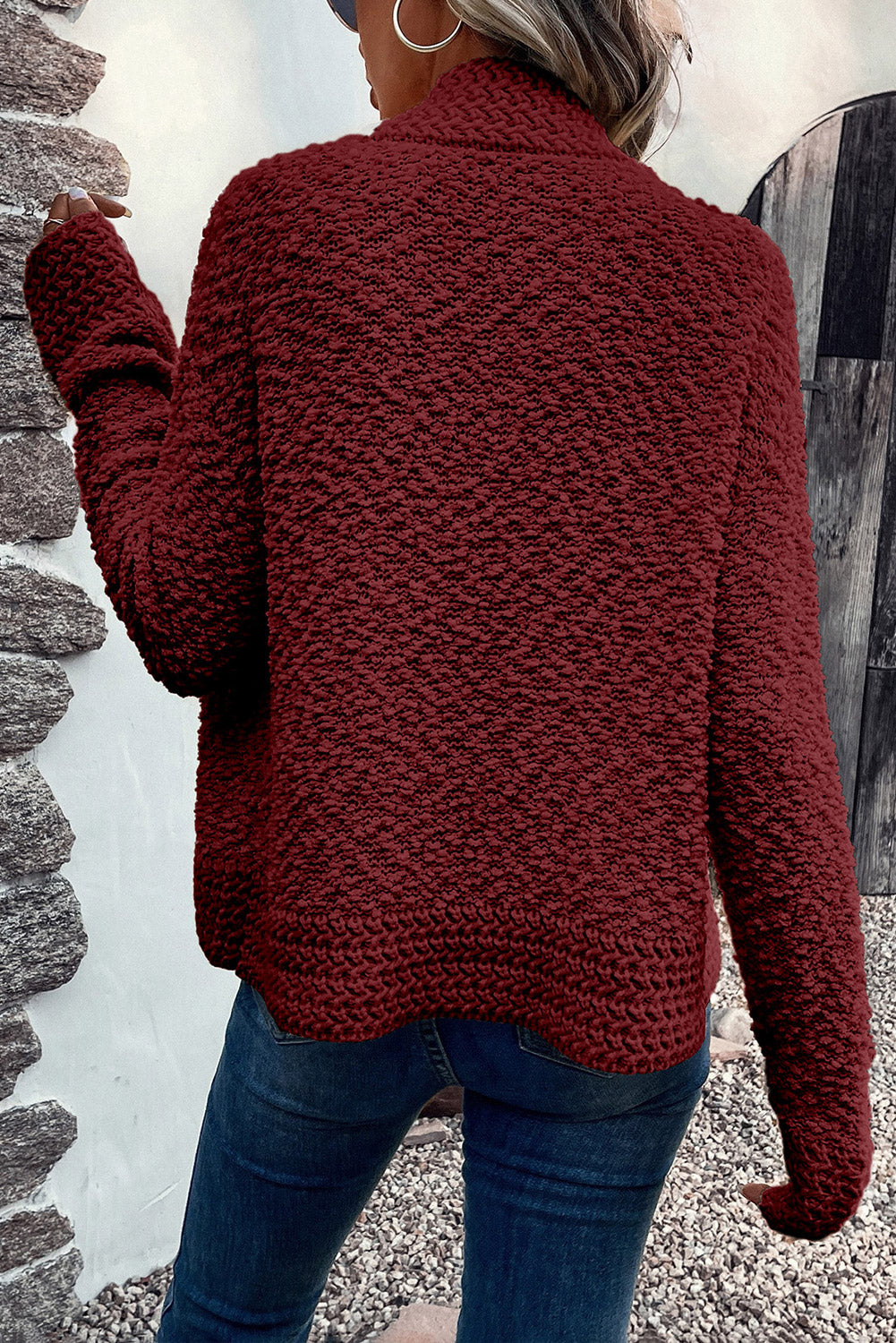 Solid color open front cardigan.