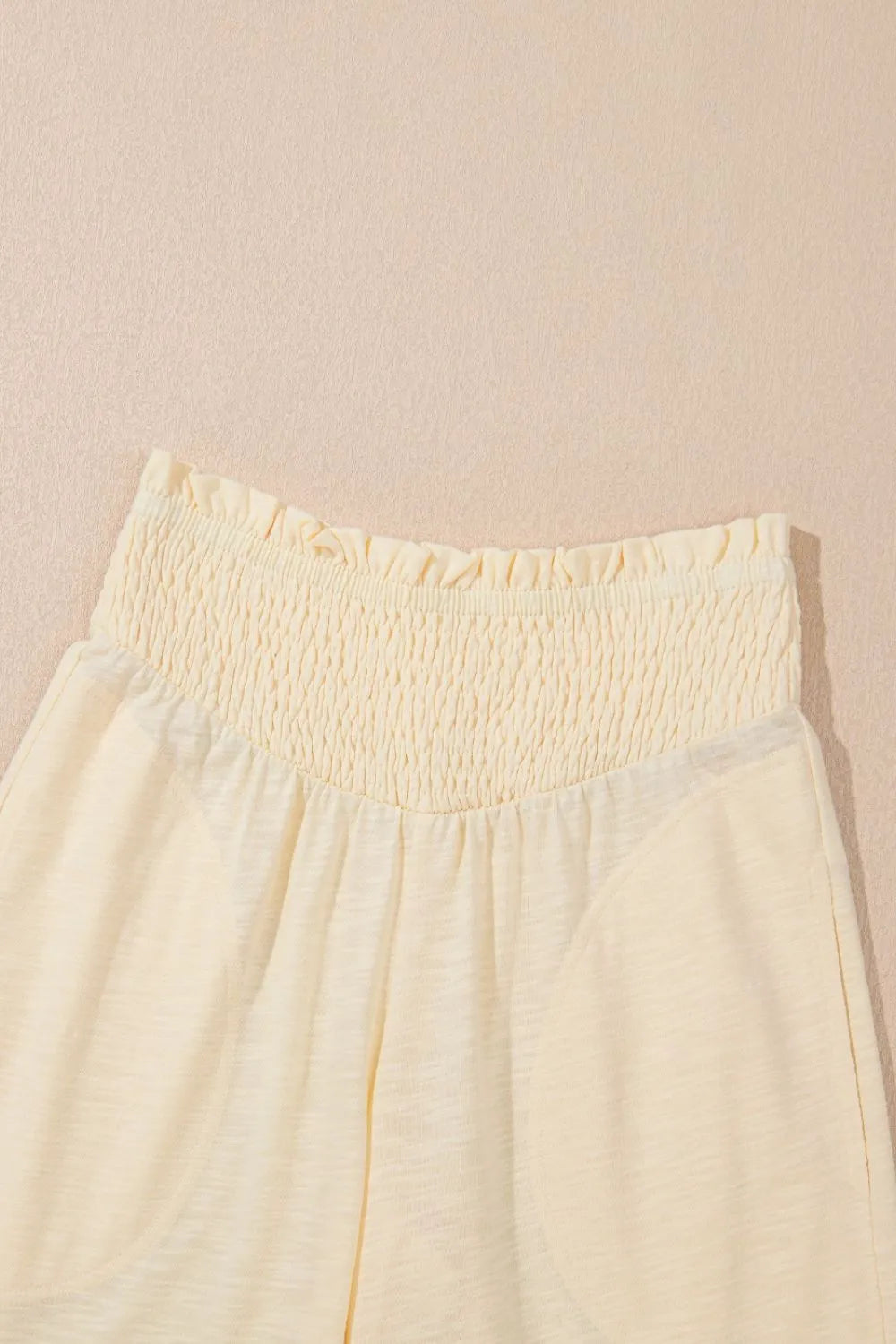 Solid Color Tank Top and Smocked Waist Pants Set.