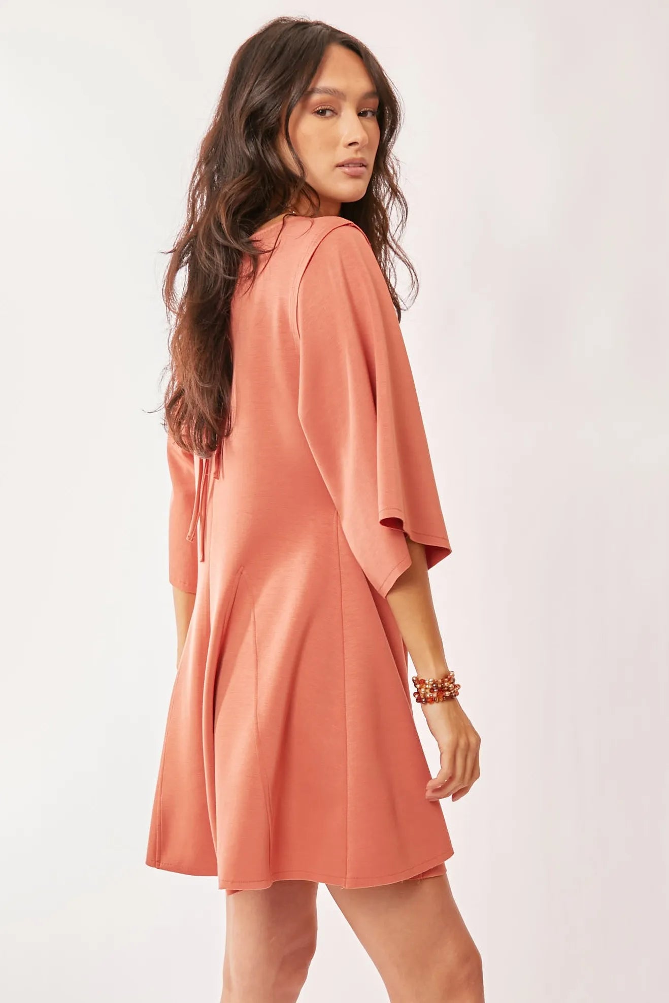 Solid Draped Sleeve Ties Back Skort Romper