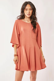 Solid Draped Sleeve Ties Back Skort Romper