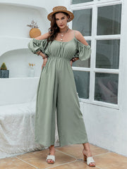 Floral Spaghetti Strap Scoop Neck Jumpsuit.