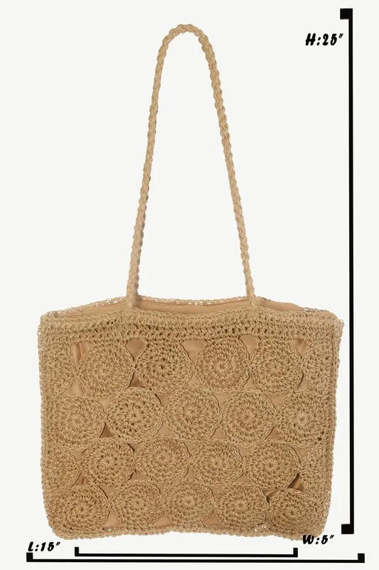 Medium square braided pattern tote bag.
