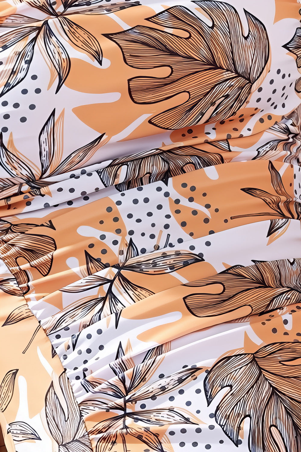 Square Neck Printed One-Piece Swimwear and Cover Up Swim Set