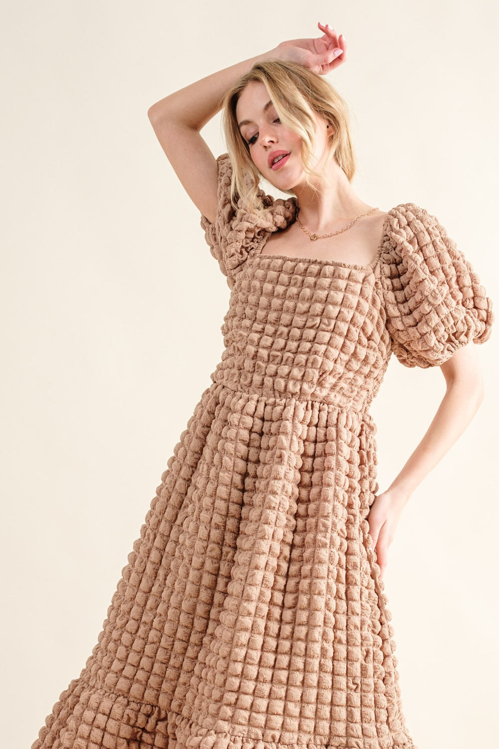 And The Why Full Size Square Neck Puff Sleeve Dress.