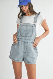 Knotted Straps Button Textured Drawstring Jumpsuit.