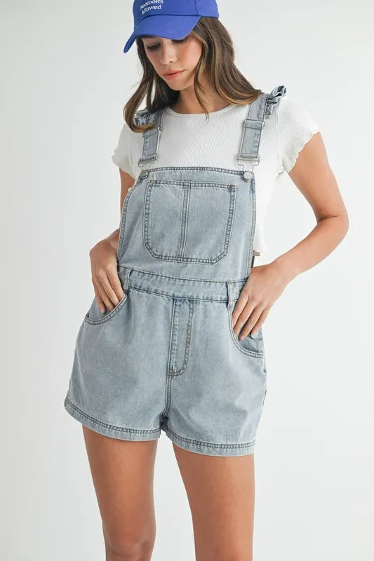 Knotted Straps Button Textured Drawstring Jumpsuit.