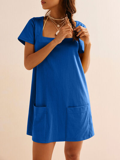 Lovelet Square Neck Short Sleeve Mini Tee Dress.