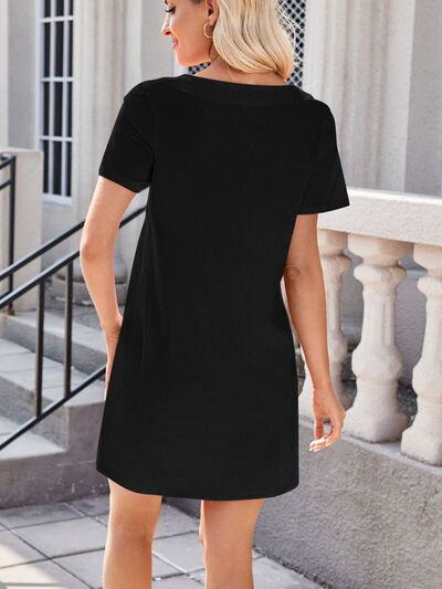 Lovelet Square Neck Short Sleeve Mini Tee Dress.