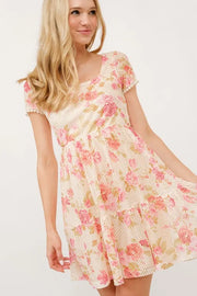 And The Why Square Neck Tiered Floral Fishnet Dress.