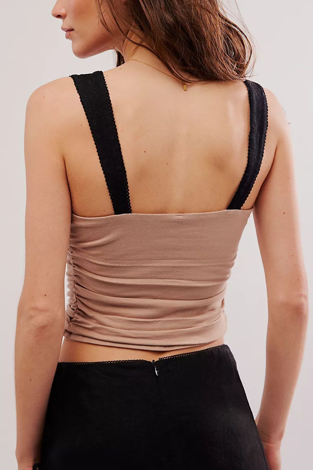 Square neck wide strap cami, opaque and slightly stretchy.