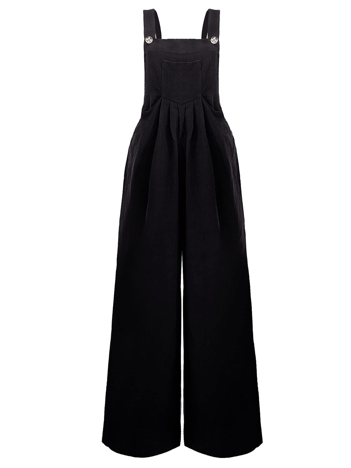 Square Neck Wide Strap Overalls with Pockets.