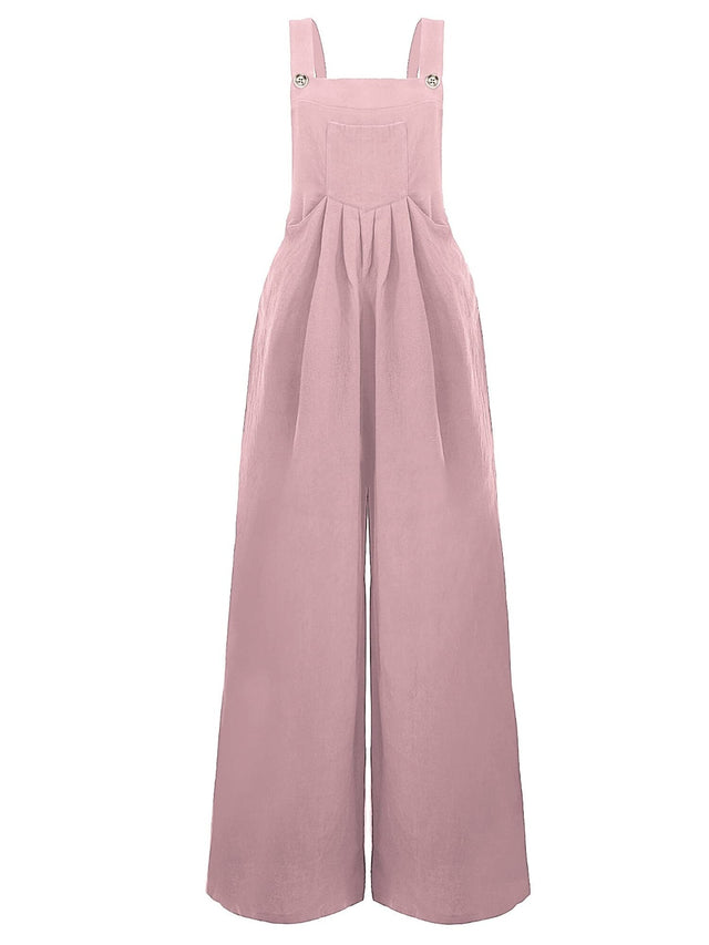 Square Neck Wide Strap Overalls with Pockets.