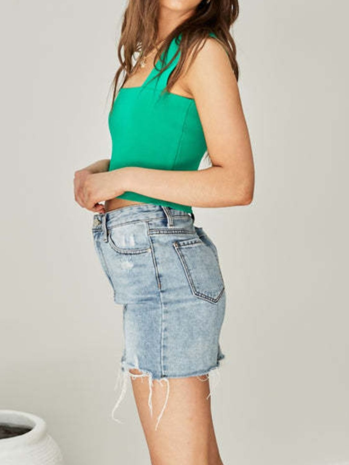 Square neck wide strap tank, opaque and slightly stretchy.