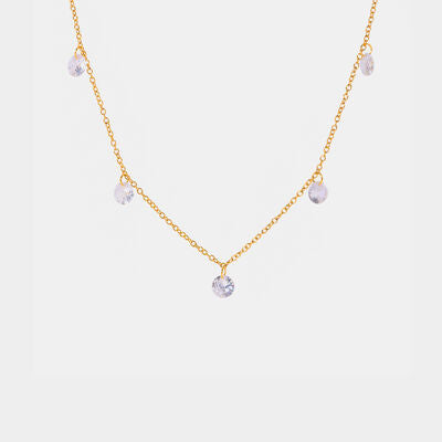 Stainless Steel Rhinestone Charm Necklace