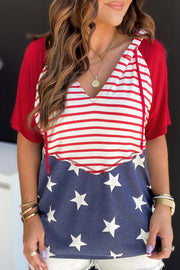 Stars and stripes print drawstring hoodie.
