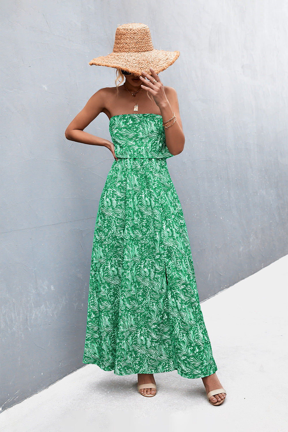 Strapless Split Maxi Dress.