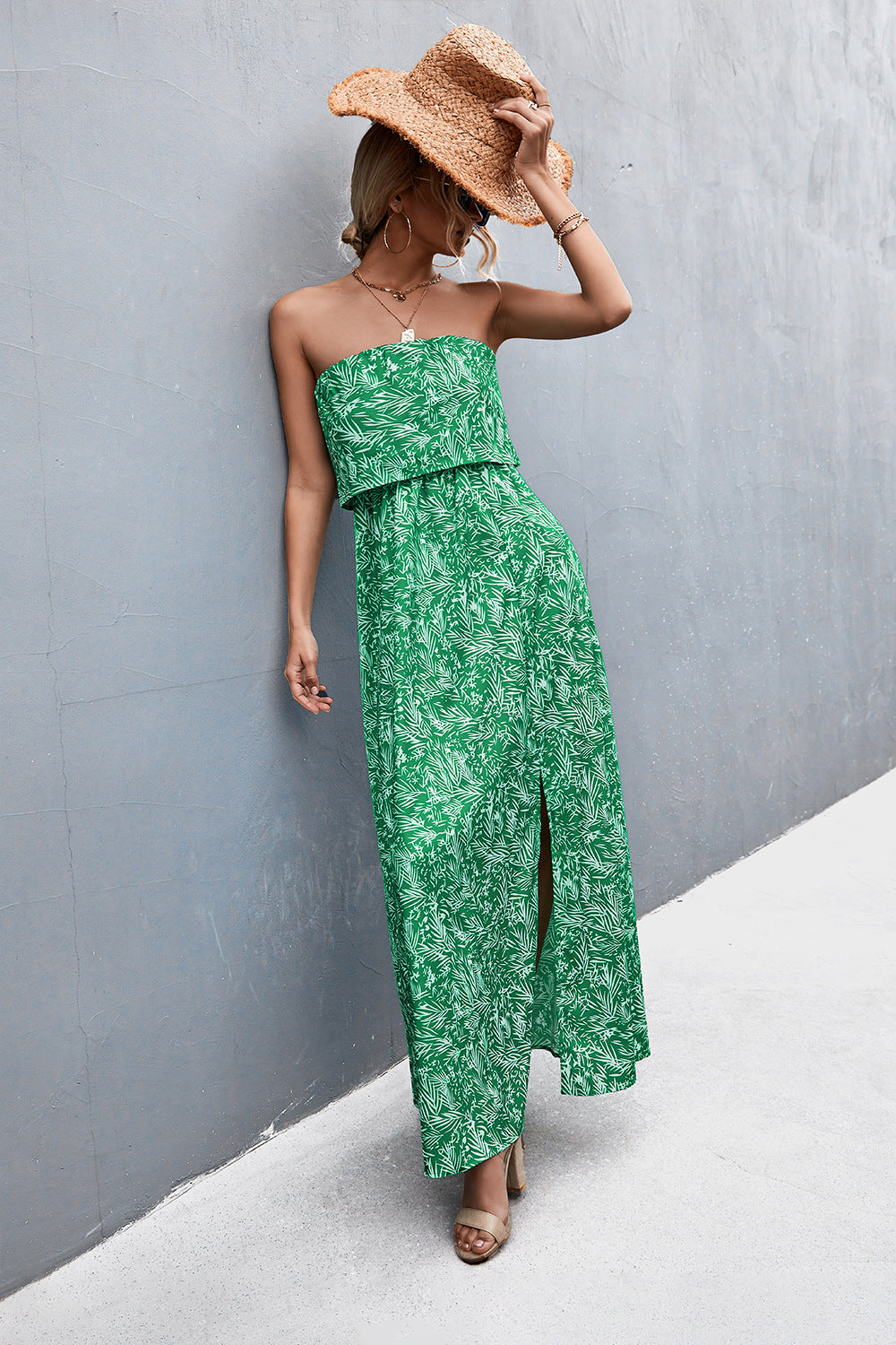 Strapless Split Maxi Dress.