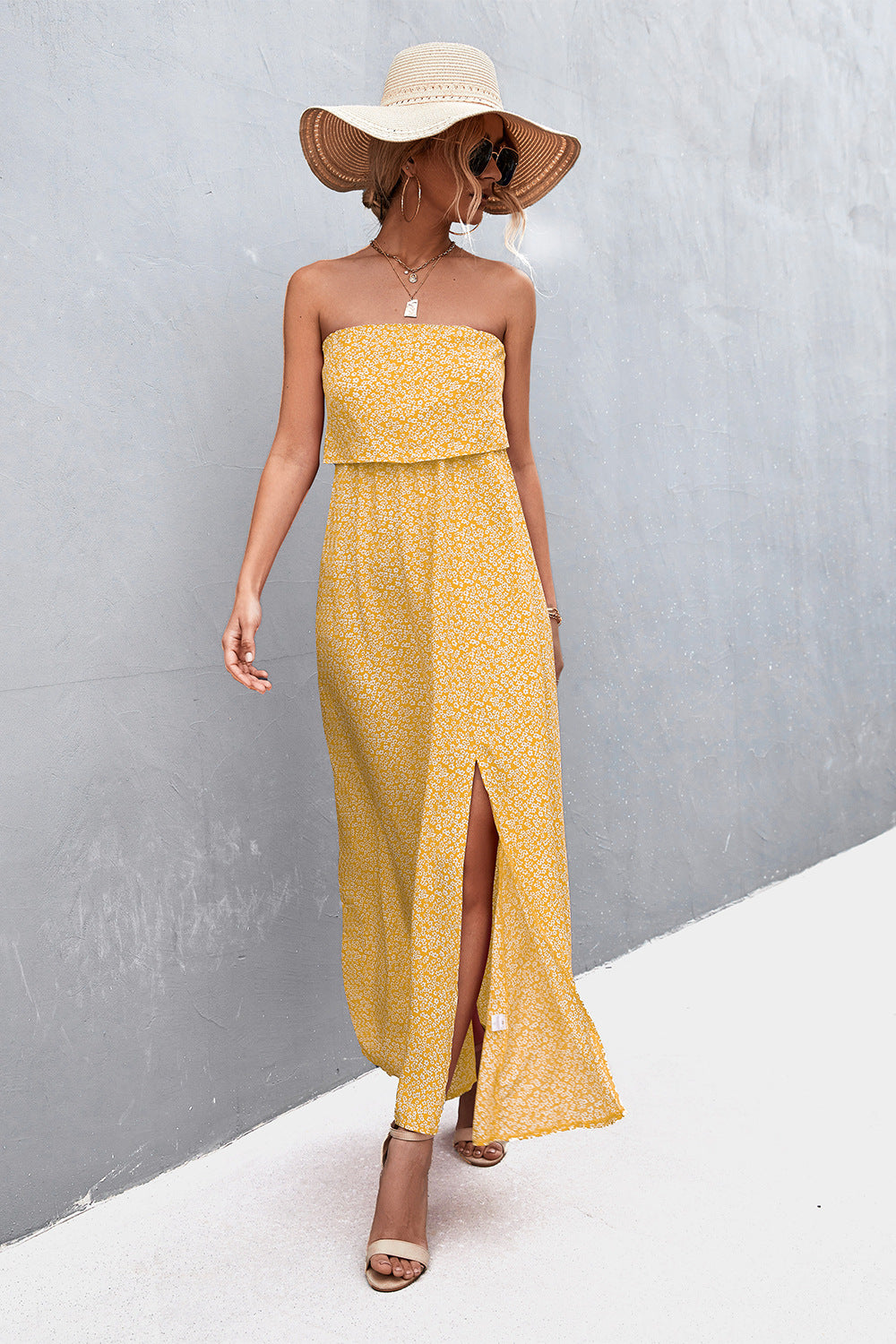 Strapless Split Maxi Dress.