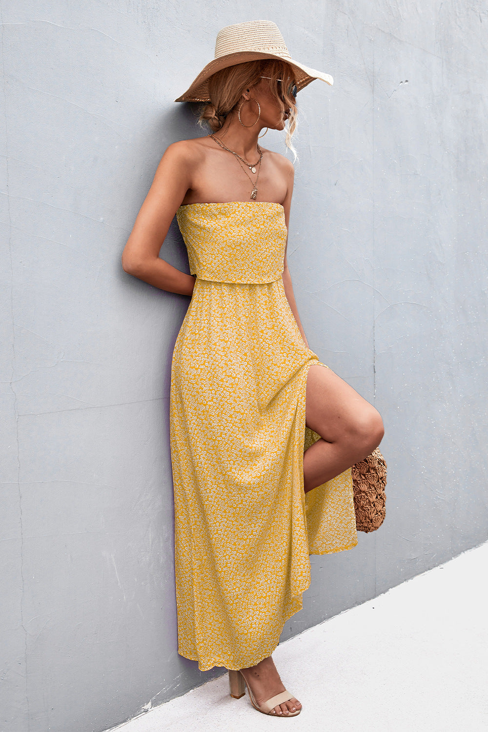 Strapless Split Maxi Dress.