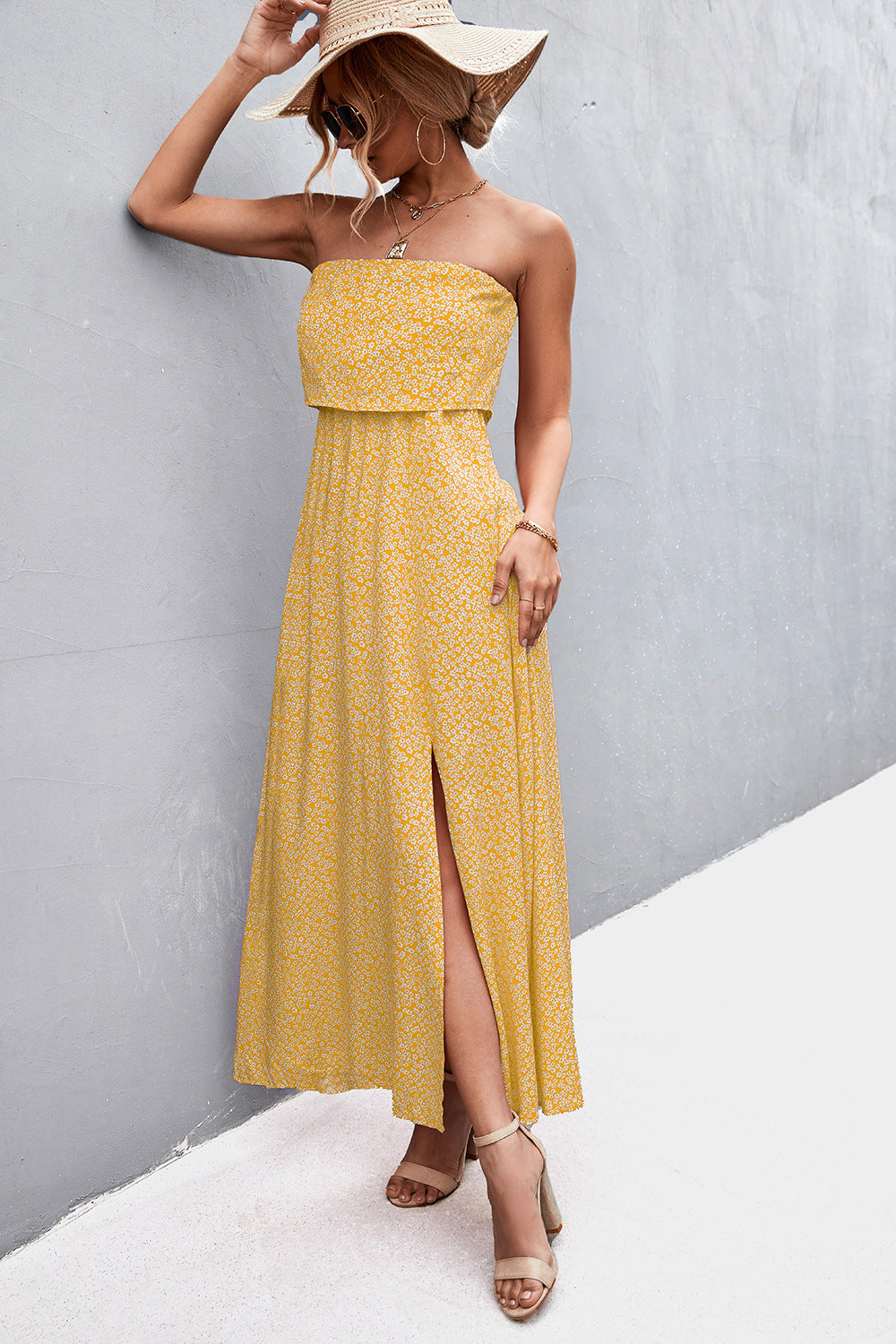 Strapless Split Maxi Dress.