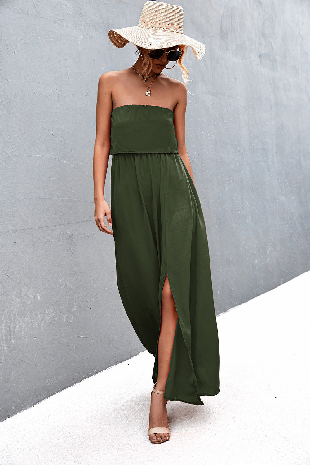 Strapless Split Maxi Dress.