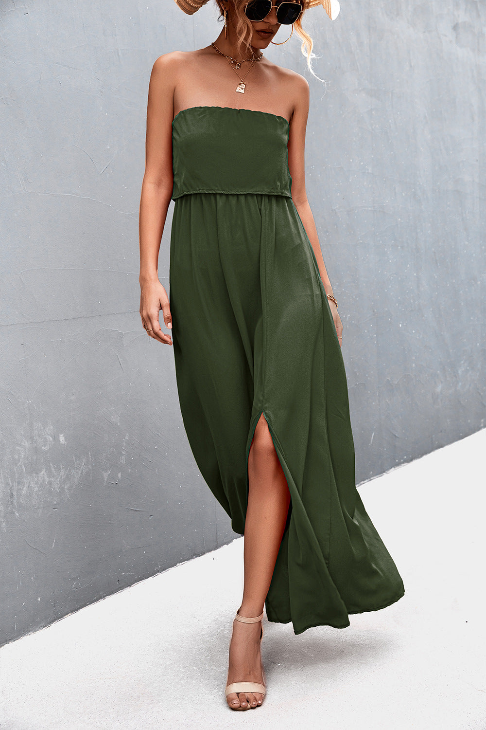 Strapless Split Maxi Dress.