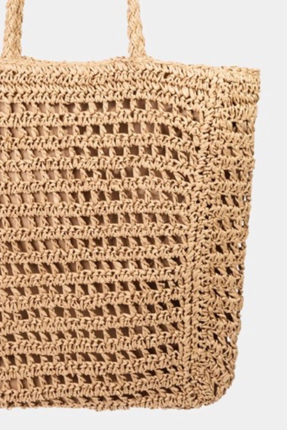 Large straw braided beach tote bag.