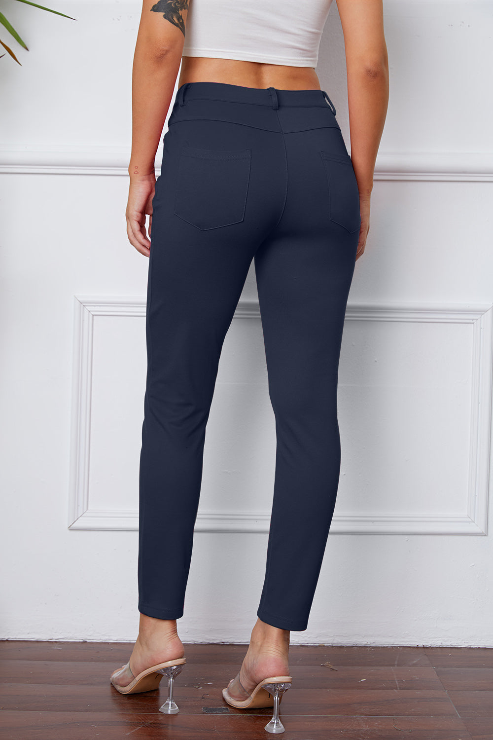 StretchyStitch Pants by Basic Bae with pockets, opaque.