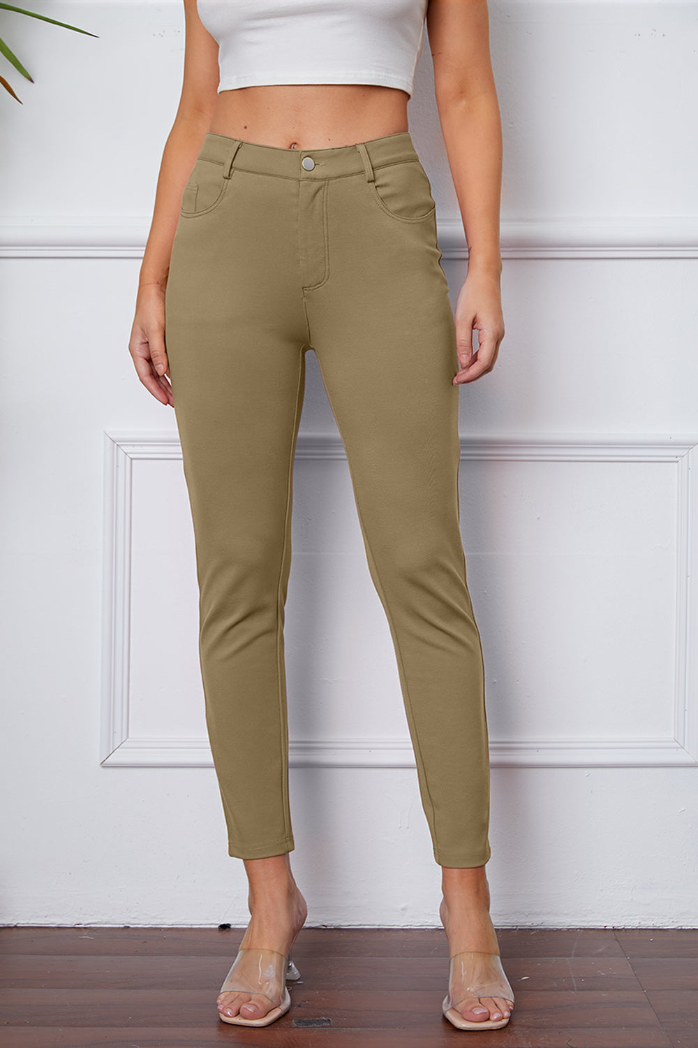 StretchyStitch Pants by Basic Bae with pockets, opaque.