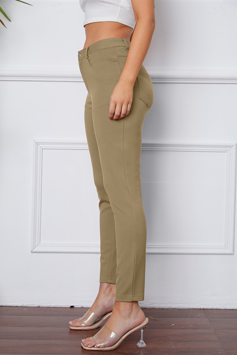 StretchyStitch Pants by Basic Bae with pockets, opaque.