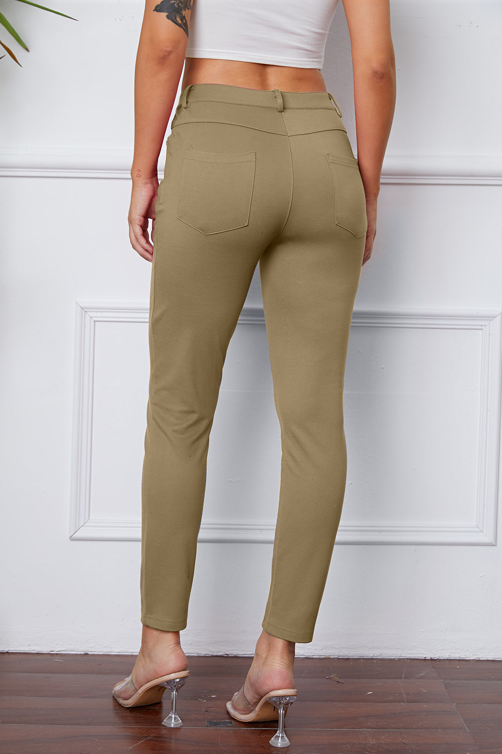 StretchyStitch Pants by Basic Bae with pockets, opaque.
