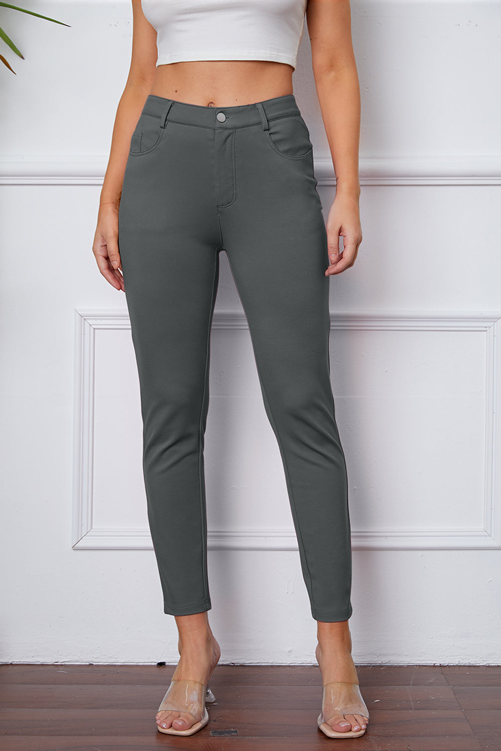 StretchyStitch Pants by Basic Bae with pockets, opaque.