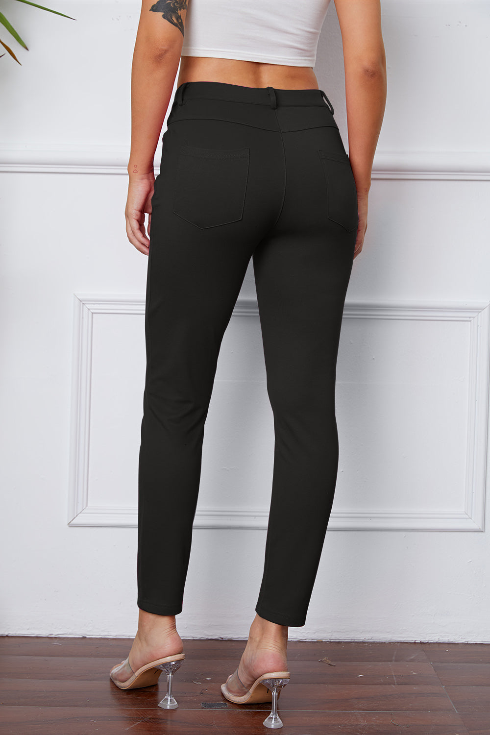 StretchyStitch Pants by Basic Bae with pockets, opaque.