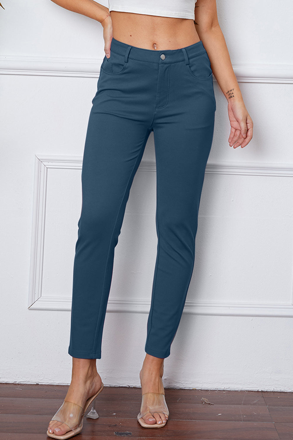 StretchyStitch Pants by Basic Bae with pockets, opaque.