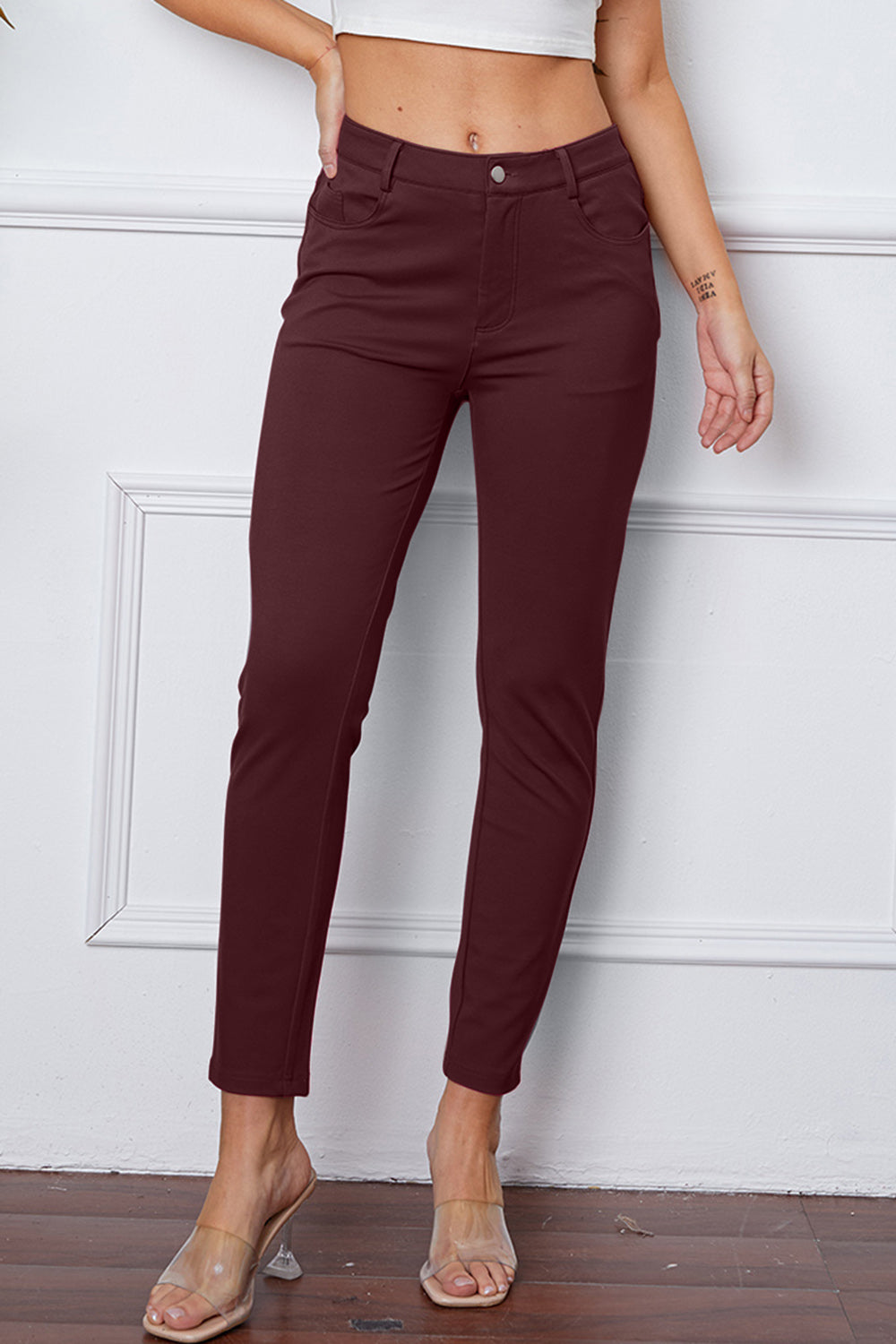StretchyStitch Pants by Basic Bae with pockets, opaque.