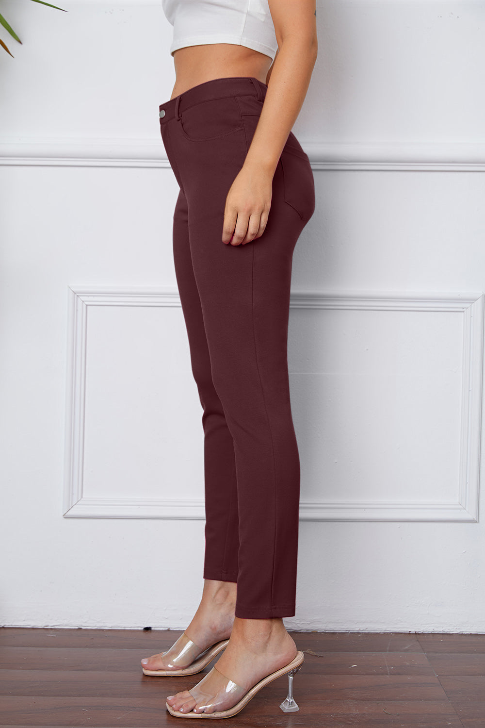 StretchyStitch Pants by Basic Bae with pockets, opaque.