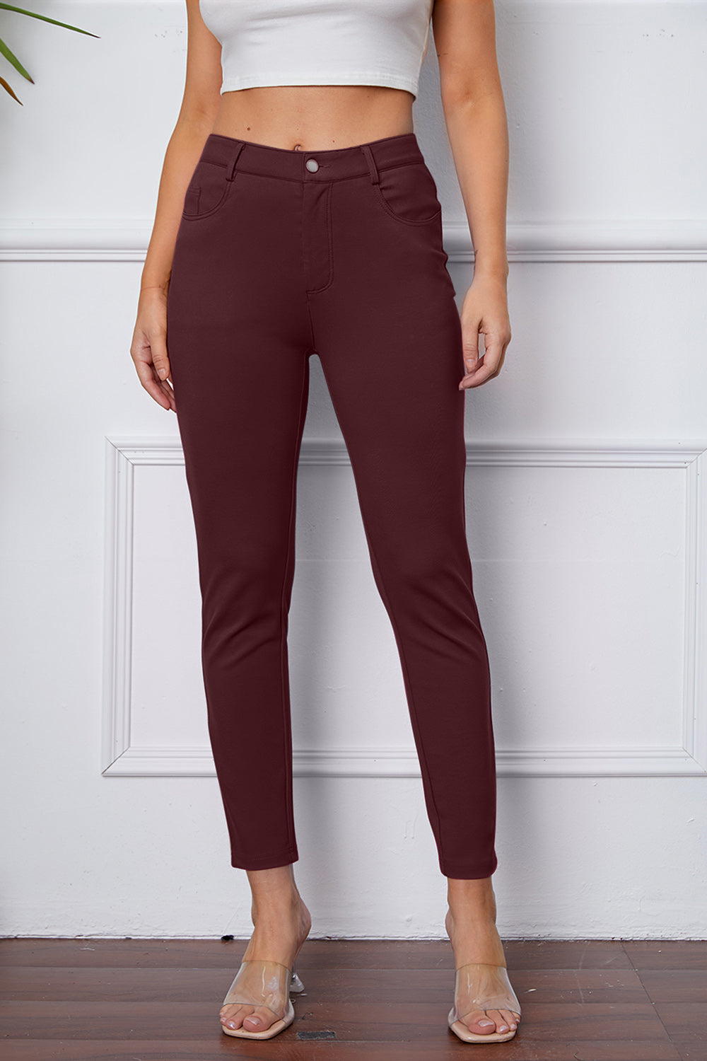 StretchyStitch Pants by Basic Bae with pockets, opaque.