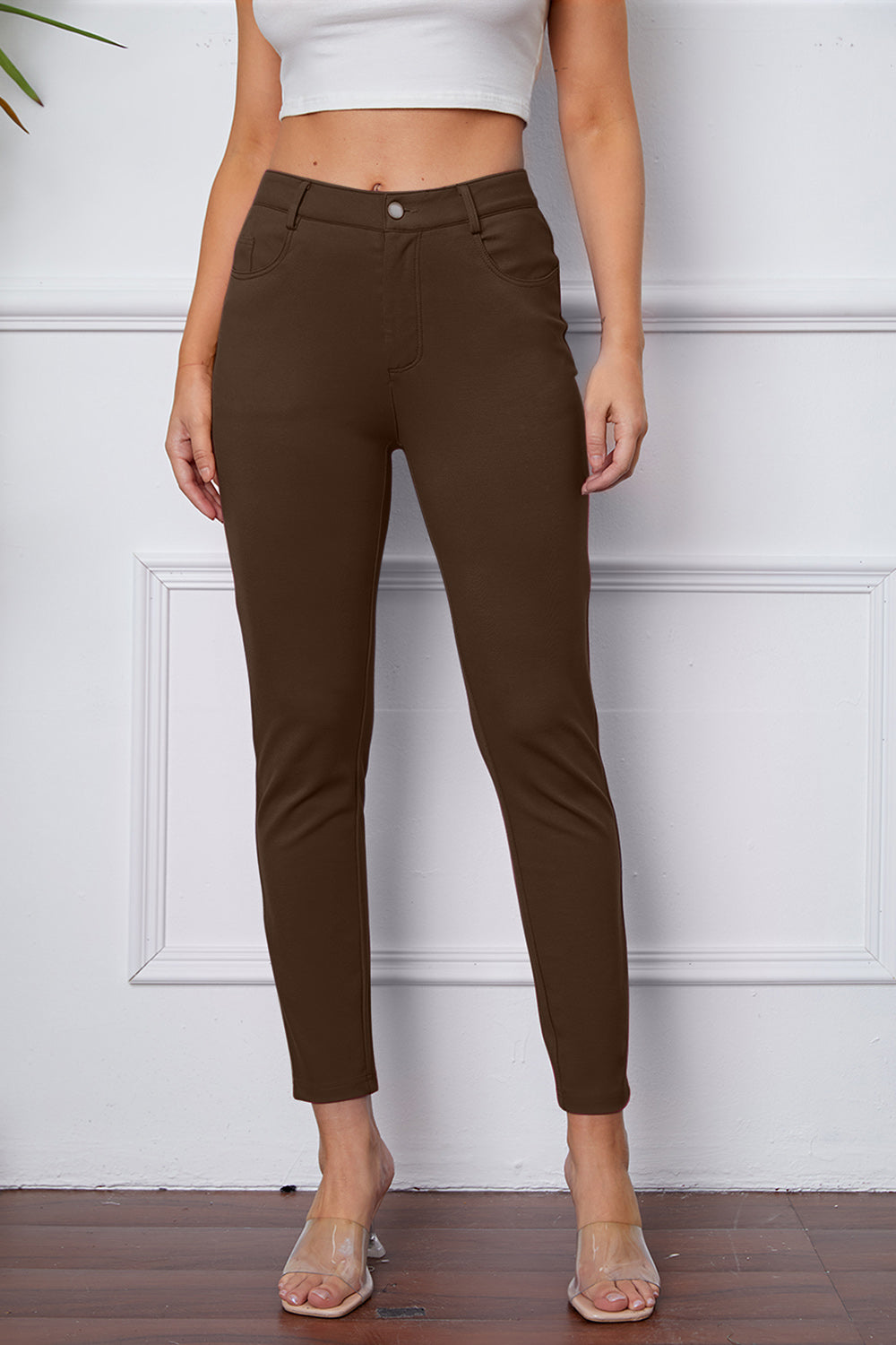StretchyStitch Pants by Basic Bae with pockets, opaque.