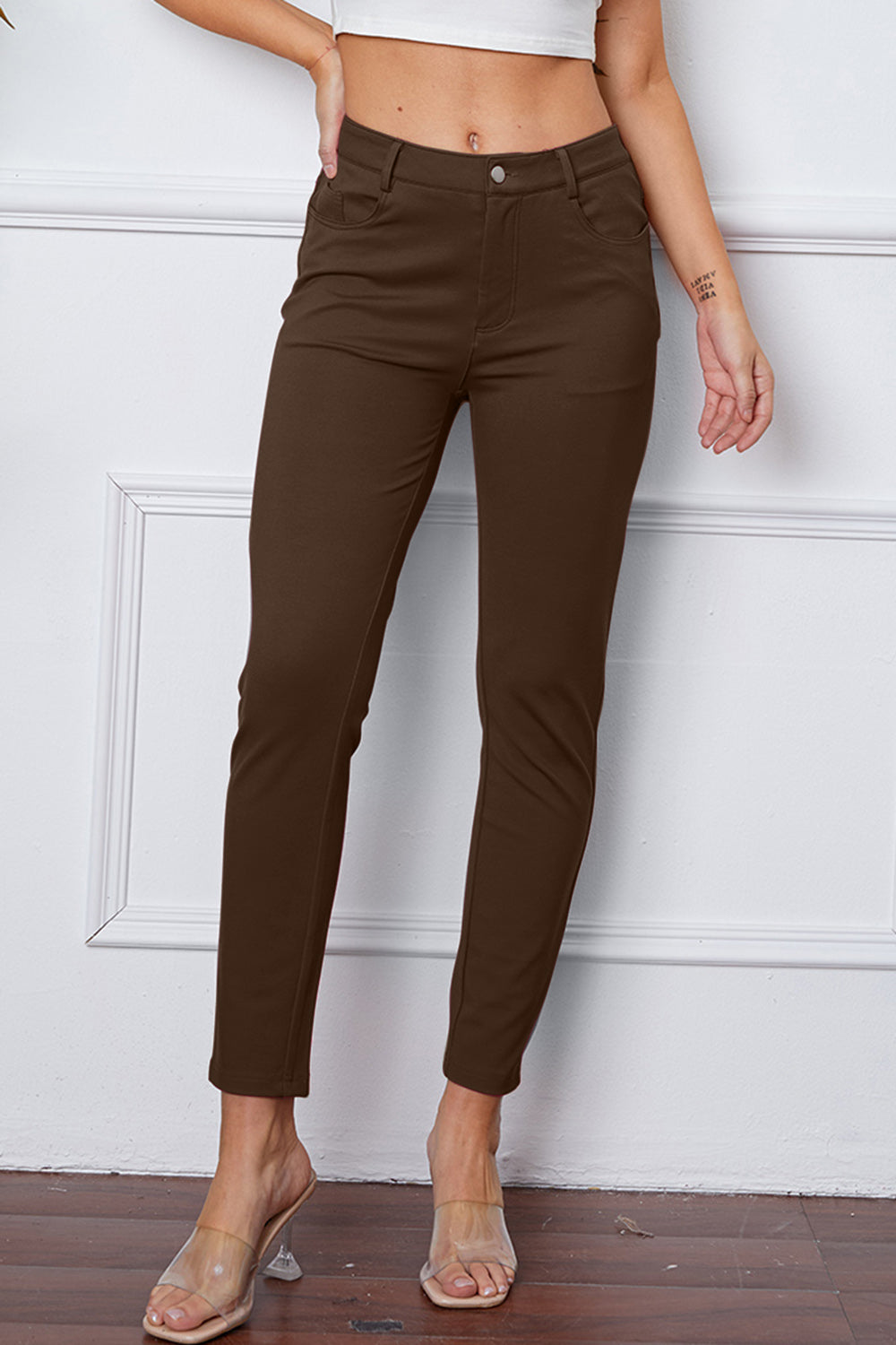 StretchyStitch Pants by Basic Bae with pockets, opaque.