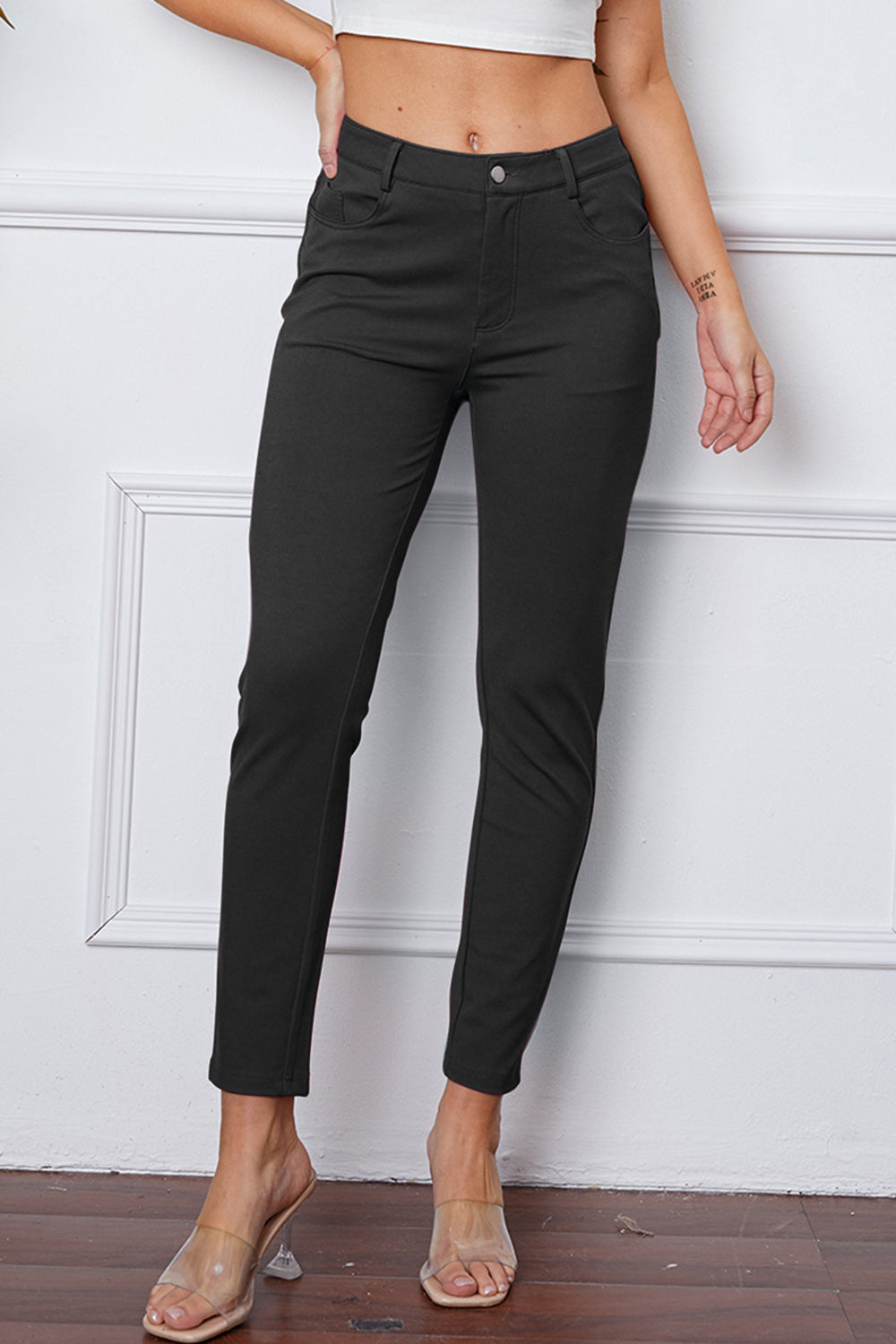 StretchyStitch Pants by Basic Bae with pockets, opaque.